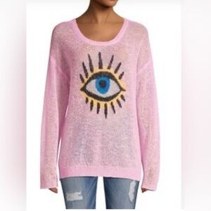 Wildfox Size L Pink Eye See You Genesis Alpaca-Blend Sweater